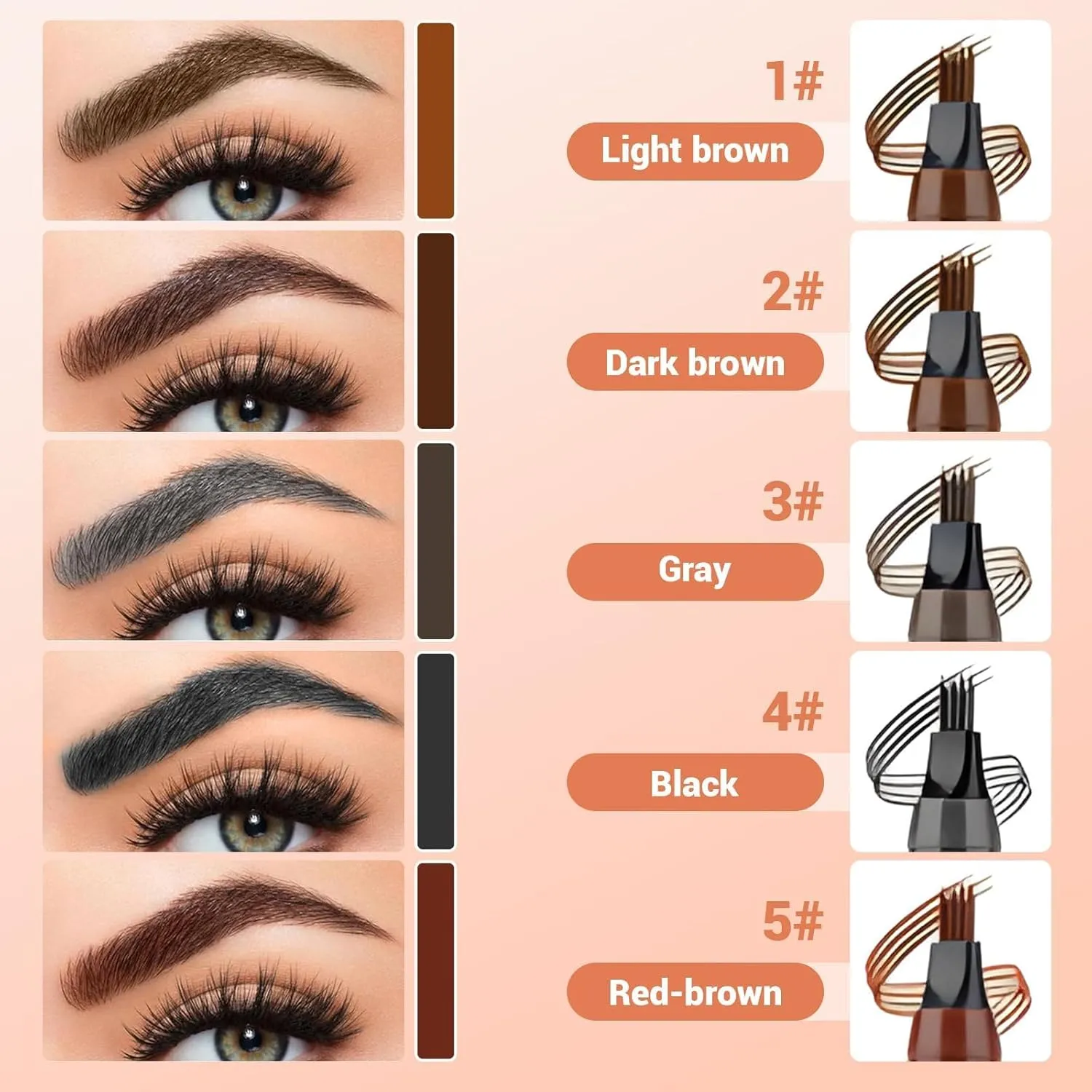 2025 New Microblading Eyebrow Pen, Waterproof Microblading Eyebrow Pencil, Eye Brow Pen with 4 Micro-Fork Tip, Natural Makeup Long-Lasting Fine Stroke Magic Eyebrows Pencil (Dark Brown)