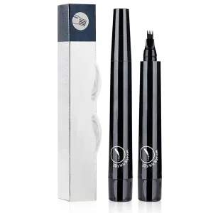 2025 New Microblading Eyebrow Pencil, 4 Tip Eye Brow Pen 3D Magic Eyebrow Tattoo Pencils, Womens Natural Makeup Long-Lasting Fine Stroke Magic Eyebrows Pencil (Black)