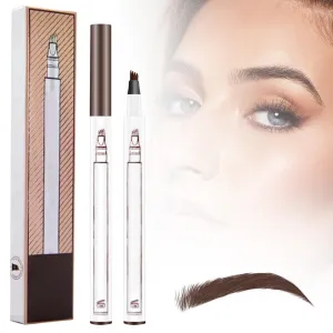 2025 New Waterproof Eyebrow Pencil with Micro-fork Tip, 3D Waterproof Microblading Eyebrow Pen 4 Fork Tip Tattoo Pencil, Eye Brow Pencils Makeup Long Lasting Fine Stroke Pencils (Brown)