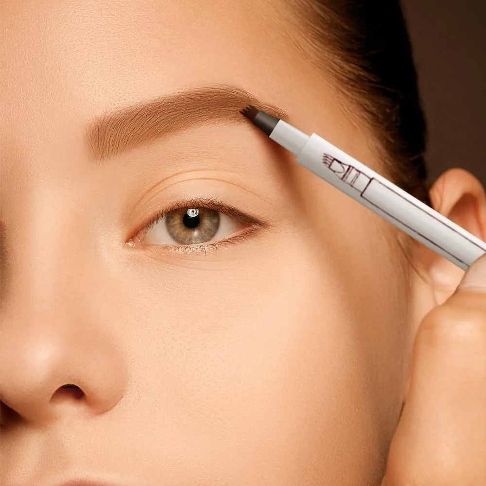 2025 New Waterproof Eyebrow Pencil with Micro-fork Tip, 3D Waterproof Microblading Eyebrow Pen 4 Fork Tip Tattoo Pencil, Eye Brow Pencils Makeup Long Lasting Fine Stroke Pencils (Brown)