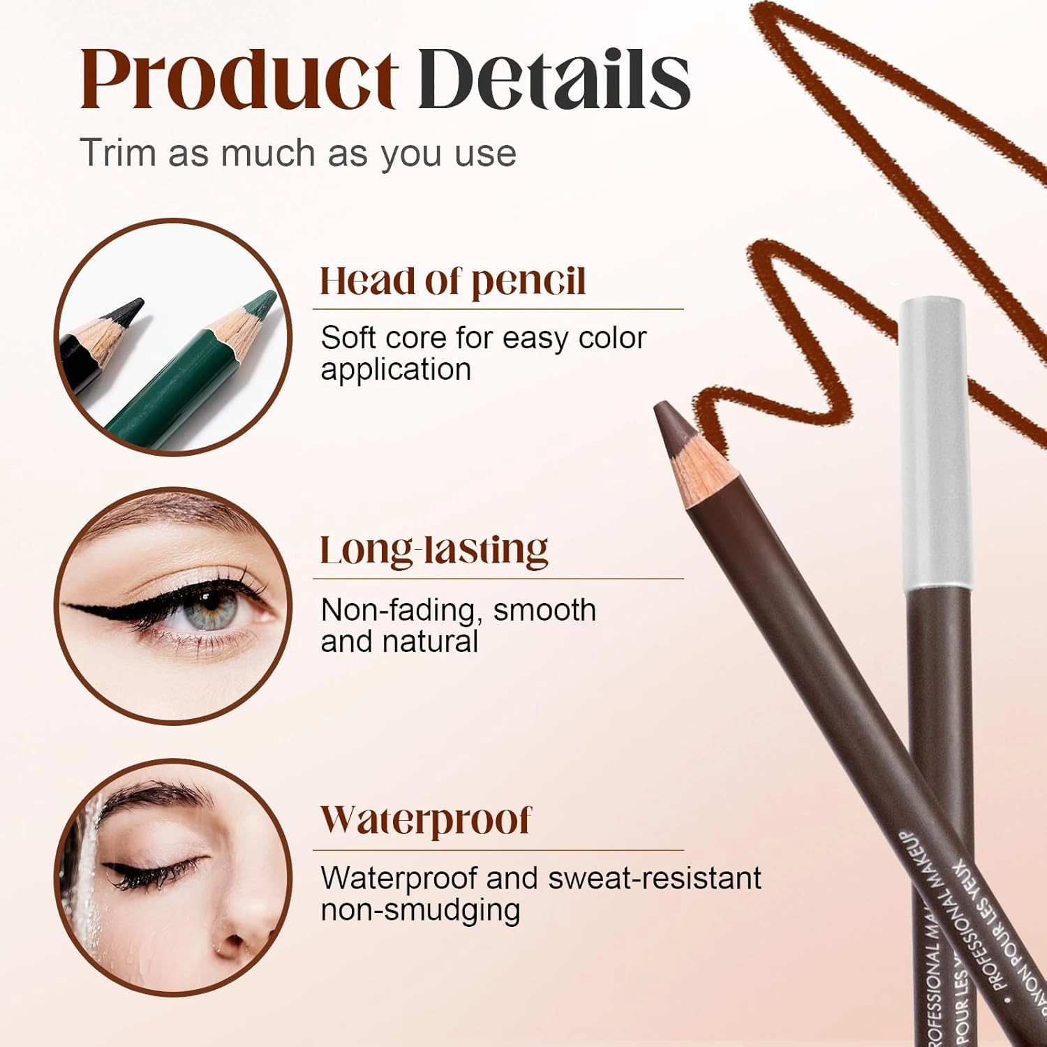 2025 New 24 HR Waterproof Eyeliner Duo Sharpenable Eye Pencil, No Smudging, Fading, 2 in 1 Eye Liner and Eyebrow Pencils, Smooth and Easy to Color (Green Blue)