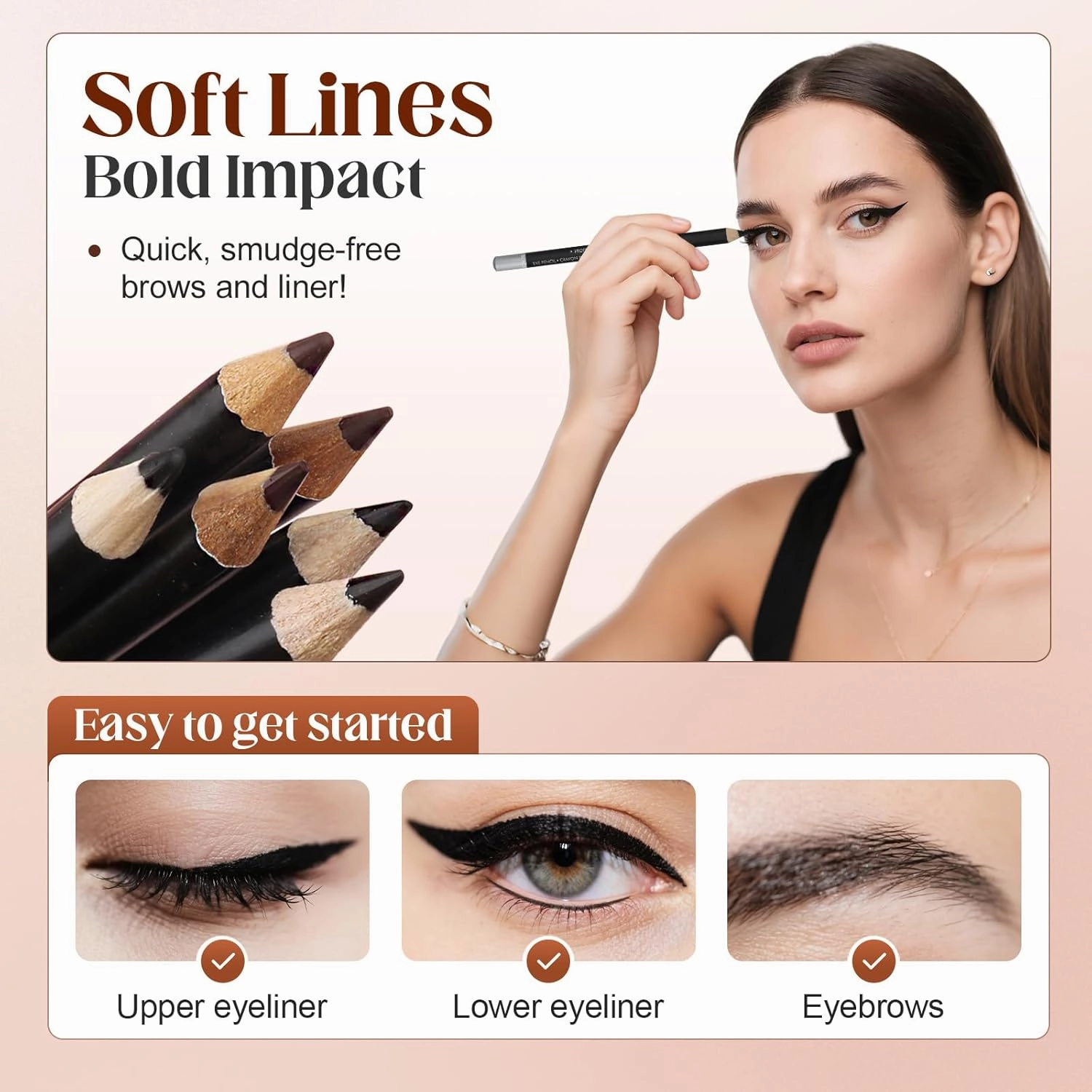 2025 New 24 HR Waterproof Eyeliner Duo Sharpenable Eye Pencil, No Smudging, Fading, 2 in 1 Eye Liner and Eyebrow Pencils, Smooth and Easy to Color (Green Blue)