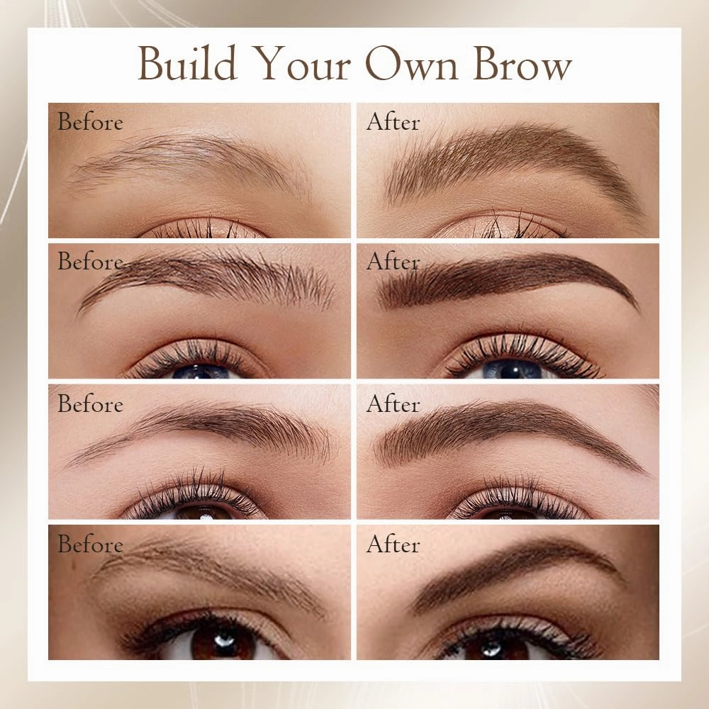 2025 New 2-in-1 Eyebrow Pencil with Gel, Dual-Ended 3D Microblading Magic Eyebrow Pen with 4 Tip & Eyebrow Brush, Waterproof Eyebrow Pencil Makeup Long-Lasting Eyebrow Pen for Women (Gray)
