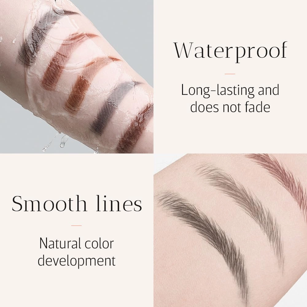 2025 New Microblading Eyebrow Pencil, Eyebrows Pencils for Natural-Looking with 4 Micro-Fork Tip, 3D Magic Eyebrow Tattoo Pencils Long-Lasting Fine Stroke Eye Brow Pen (Black)