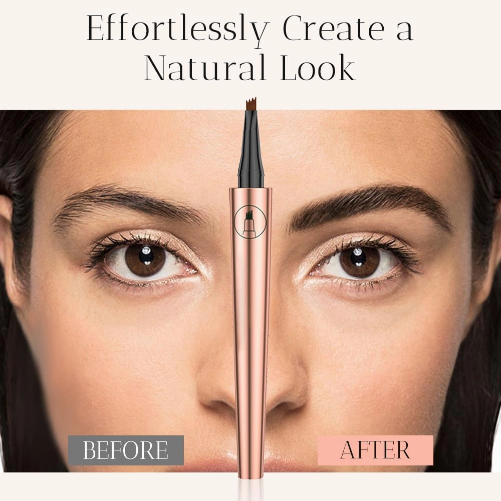 2025 New Microblading Eyebrow Pencil, Eyebrows Pencils for Natural-Looking with 4 Micro-Fork Tip, 3D Magic Eyebrow Tattoo Pencils Long-Lasting Fine Stroke Eye Brow Pen (Black)