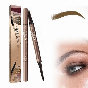 2-in-1 Eyebrow Microblading Pen, 2024 New 3D Waterproof Microblading Eyebrow Pencil Contouring Pen, 4 Fork Tip Magic Eyebrow Pencil, Microblading Eyebrow Pen for Natural Makeup All Day(1pcs)