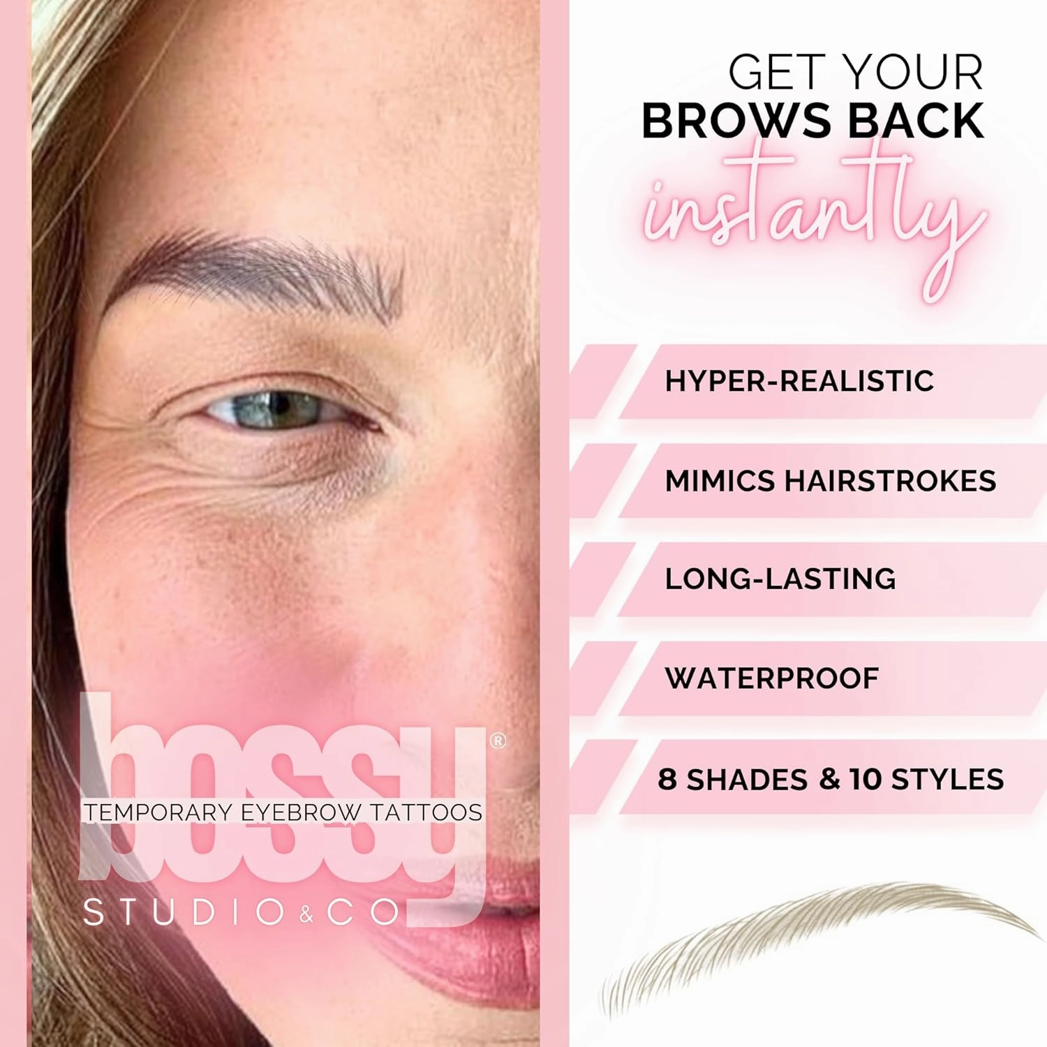 2 Pack Temporary Eyebrow Tattoos Waterproof Eyebrow Stickers, False Tattoos Hair Like Peel Off Instant Transfer Brows For Women And Men | Natural Strokes, Shaping (curved, blonde)