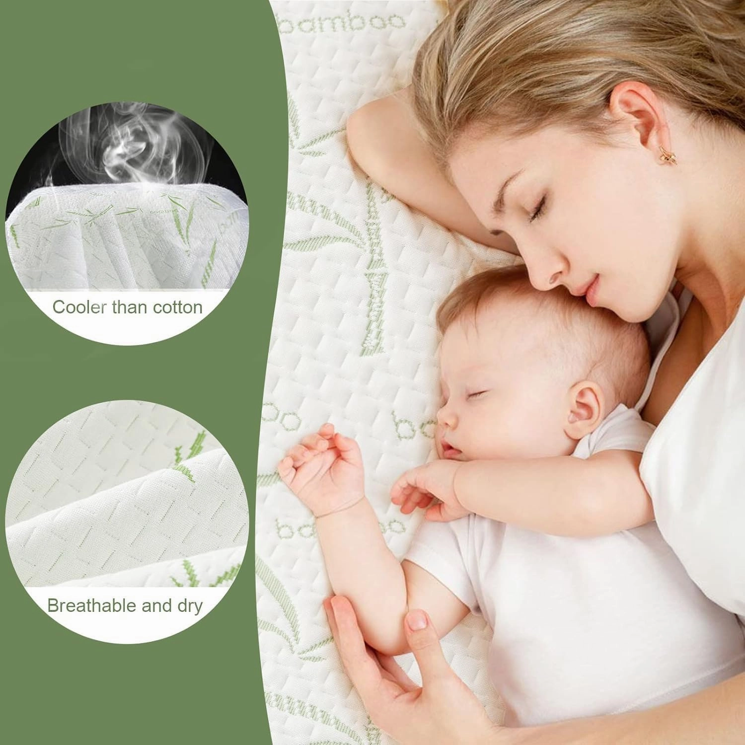 2 Pack Twin XL Waterproof Mattress Pad Cover Rayon Made from Bamboo, Soft Breathable Cooling Mattress Pad Cover, Deep Pocket Stretches up to 21” Tightly Fitted Mattress Protection
