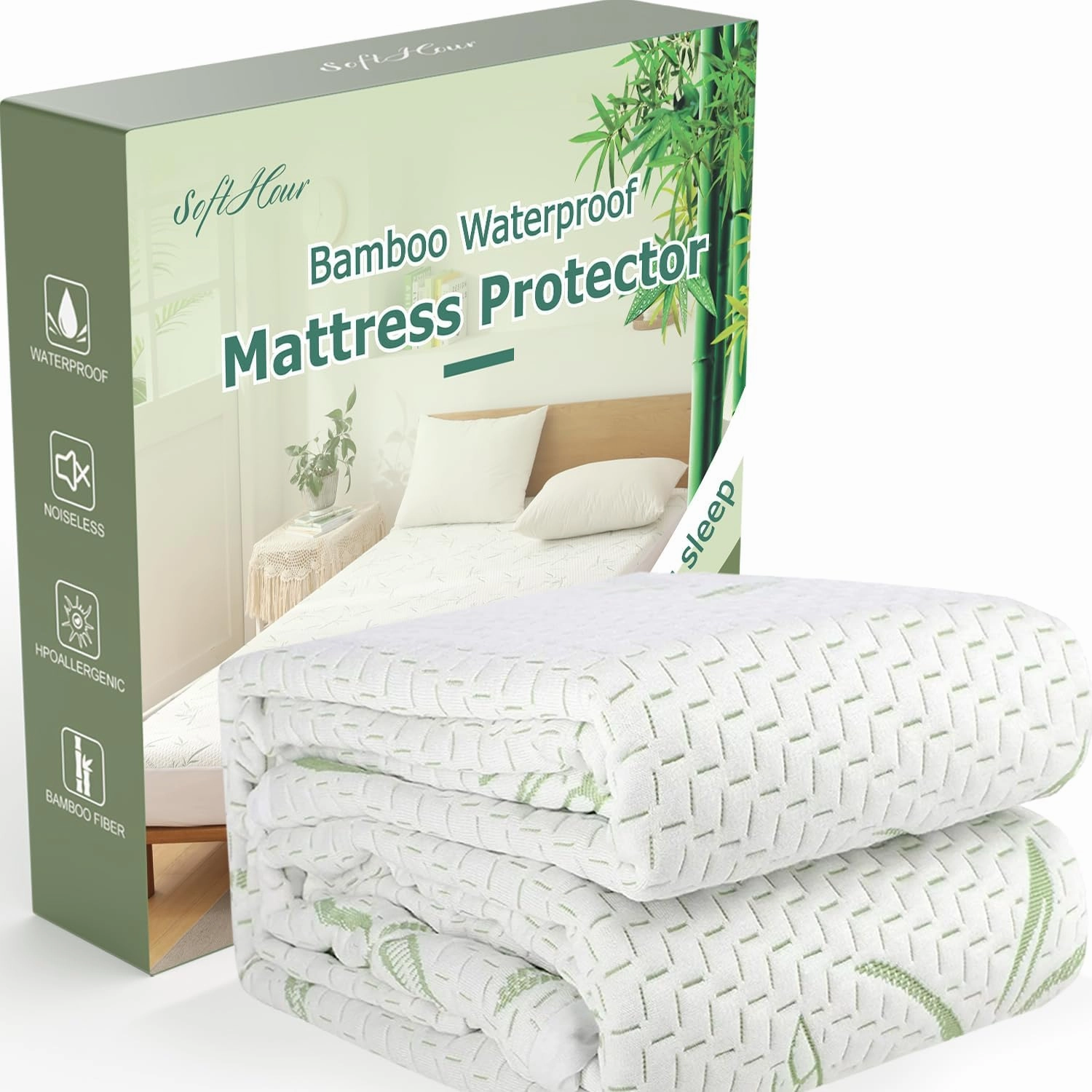 2 Pack Twin XL Waterproof Mattress Pad Cover Rayon Made from Bamboo, Soft Breathable Cooling Mattress Pad Cover, Deep Pocket Stretches up to 21” Tightly Fitted Mattress Protection