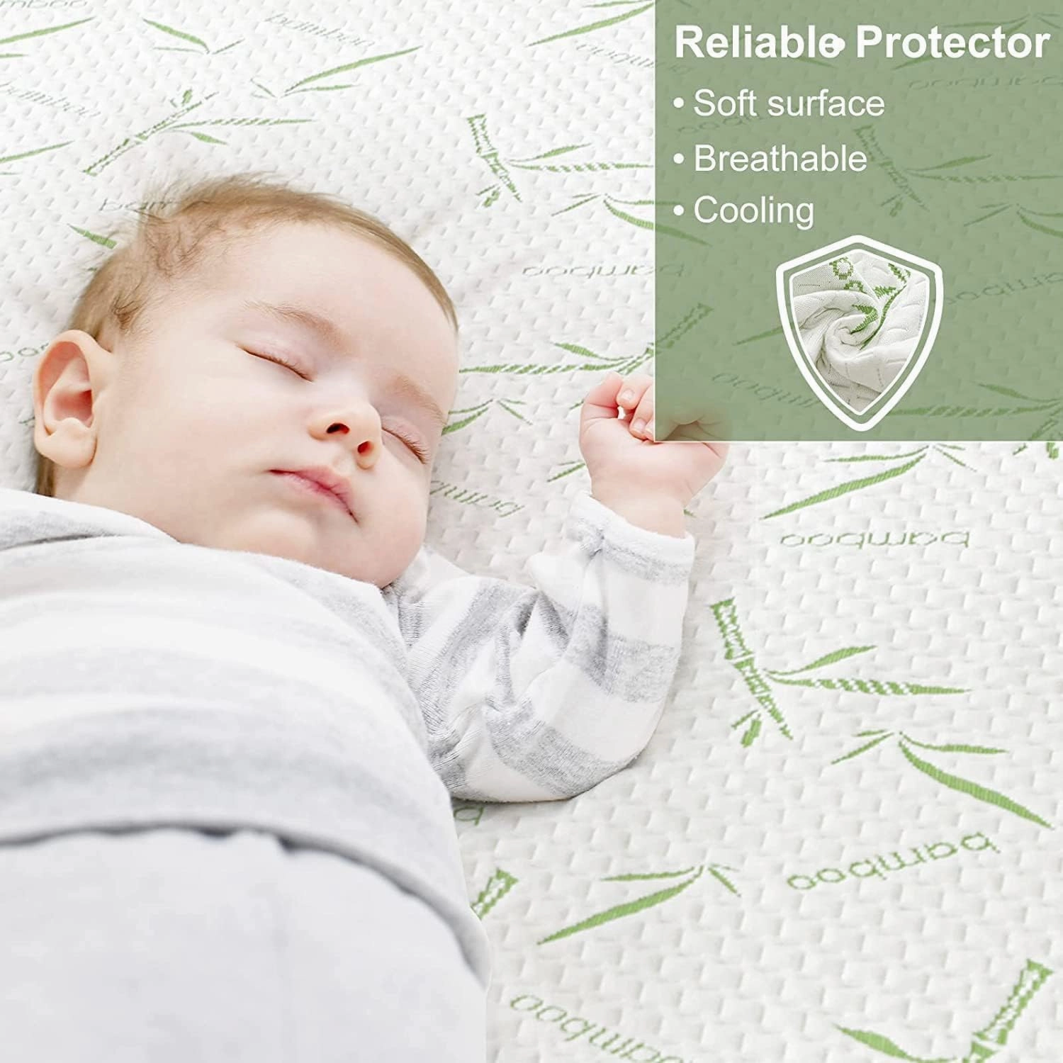 2 Pack Twin XL Waterproof Mattress Pad Cover Rayon Made from Bamboo, Soft Breathable Cooling Mattress Pad Cover, Deep Pocket Stretches up to 21” Tightly Fitted Mattress Protection