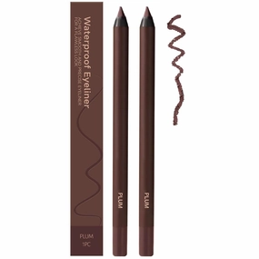 2 Pack Waterproof Eyeliner Duo Sharpenable Eye Pencil, 2025 New Plum Eyeliner Pencil Waterproof, No Smudging, Fading, 2 in 1 Eye Liner and Eyebrow Pencils, Smooth and Easy to Color (Plum)