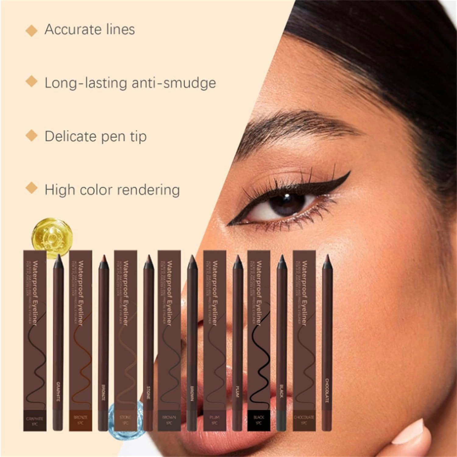 2 Pack Waterproof Eyeliner Duo Sharpenable Eye Pencil, 2025 New Plum Eyeliner Pencil Waterproof, No Smudging, Fading, 2 in 1 Eye Liner and Eyebrow Pencils, Smooth and Easy to Color (Plum)