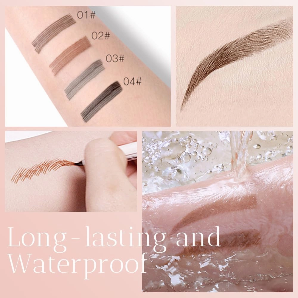 2 Pcs 3D Waterproof Magic Eyebrow Pencil, 2025 New Eyebrow Microblading Pen, 4 Tipped Precise Brow Pen, Long-Lasting Fine Stroke Microblade Eyebrow Pencil for Makeup Last All Day (Black)