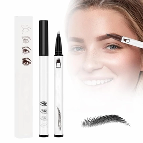 2 Pcs 3D Waterproof Magic Eyebrow Pencil, 2025 New Eyebrow Microblading Pen, Waterproof and Last All Day 4 Tip Brow Pencil with Precise Tip for Makeup Last All Day (2pcs Black)