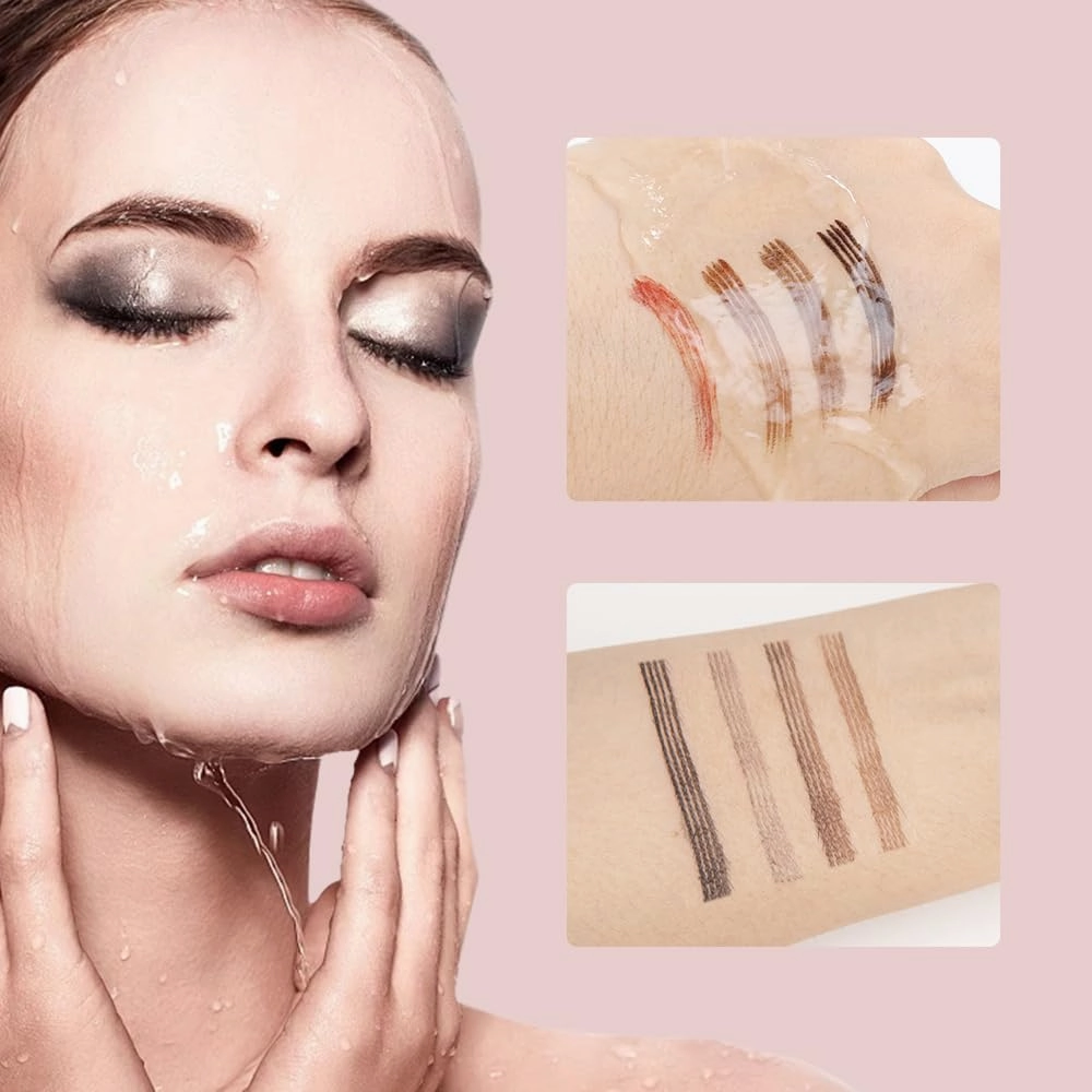 2 Pcs 3D Waterproof Magic Eyebrow Pencil, 2025 New Eyebrow Microblading Pen, Waterproof and Last All Day 4 Tip Brow Pencil with Precise Tip for Makeup Last All Day (2pcs Black)