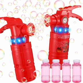 2 Sets Fire Extinguisher Bubble Machine Bubble Maker with 400 ml Bubble Solution Blower Firefighter for Indoor and Outdoor Summer Themed Birthday Party Gift