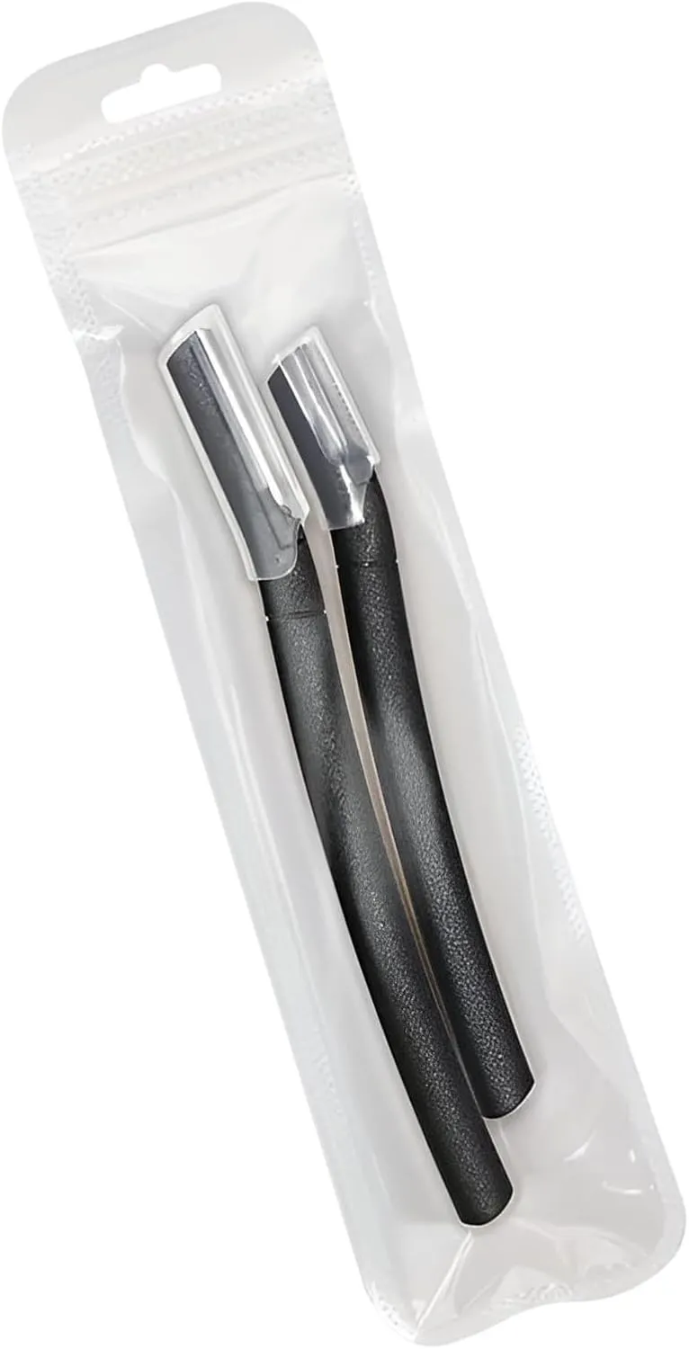 2‑in‑1 Stainless Steel Eyebrow Trimmer Scissors with Detachable Comb – Precision Brow Grooming Tool for Men & Women, Safe Rounded Tip, Compact Black Design