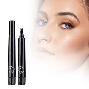 2Pc Microblading Eyebrow Pencil, 2024 Magic Eyebrow Tattoo Pencil 4 Fork Tip, Waterproof Brow Pencil with Micro-Fork Tip, Natural Fine Stroke Eyebrow Pen (Black-2Pcs)