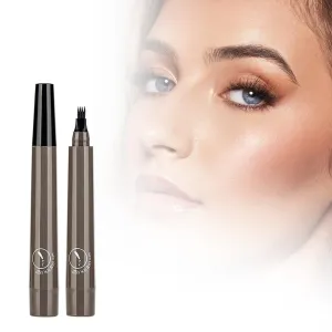 2Pc Microblading Eyebrow Pencil, Magic Eyebrow Tattoo Pencil 4 Fork Tip, Create Natural Hair-Like Brows, Waterproof Brow Pencil with Micro-Fork Tip (Grey-2pcs)