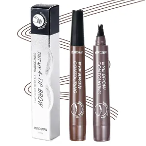 2PC Microblading Eyebrow Pen,Waterproof Microblading Eyebrow Pencil,2025 New Natural Fine Stroke Eyebrow Pen,4-Tip Magic Waterproof Brow Pencil with Micro-Fork Tip(Dark Brown Grey)