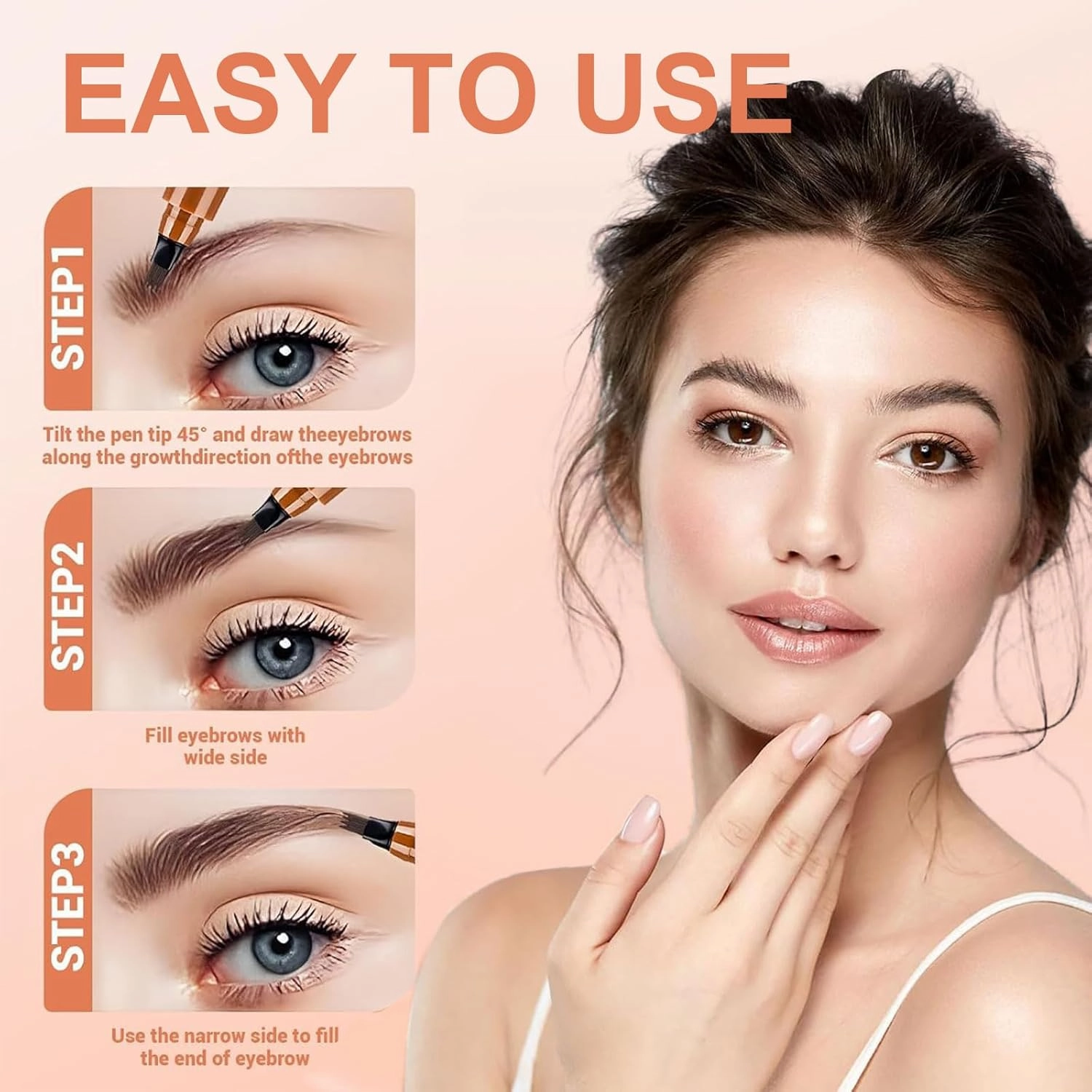 2PC Microblading Eyebrow Pen,Waterproof Microblading Eyebrow Pencil,2025 New Natural Fine Stroke Eyebrow Pen,4-Tip Magic Waterproof Brow Pencil with Micro-Fork Tip(Dark Brown Black)