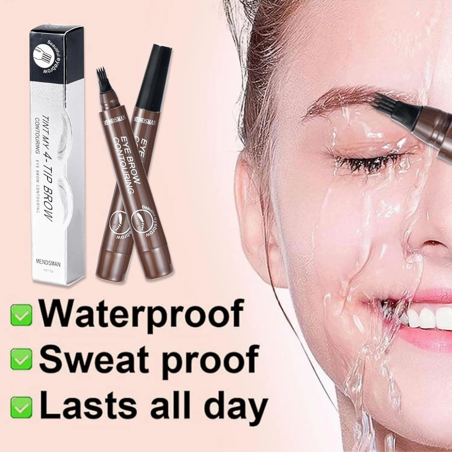 2PC Microblading Eyebrow Pen,Waterproof Microblading Eyebrow Pencil,2025 New Natural Fine Stroke Eyebrow Pen,4-Tip Magic Waterproof Brow Pencil with Micro-Fork Tip(Dark Brown Black)