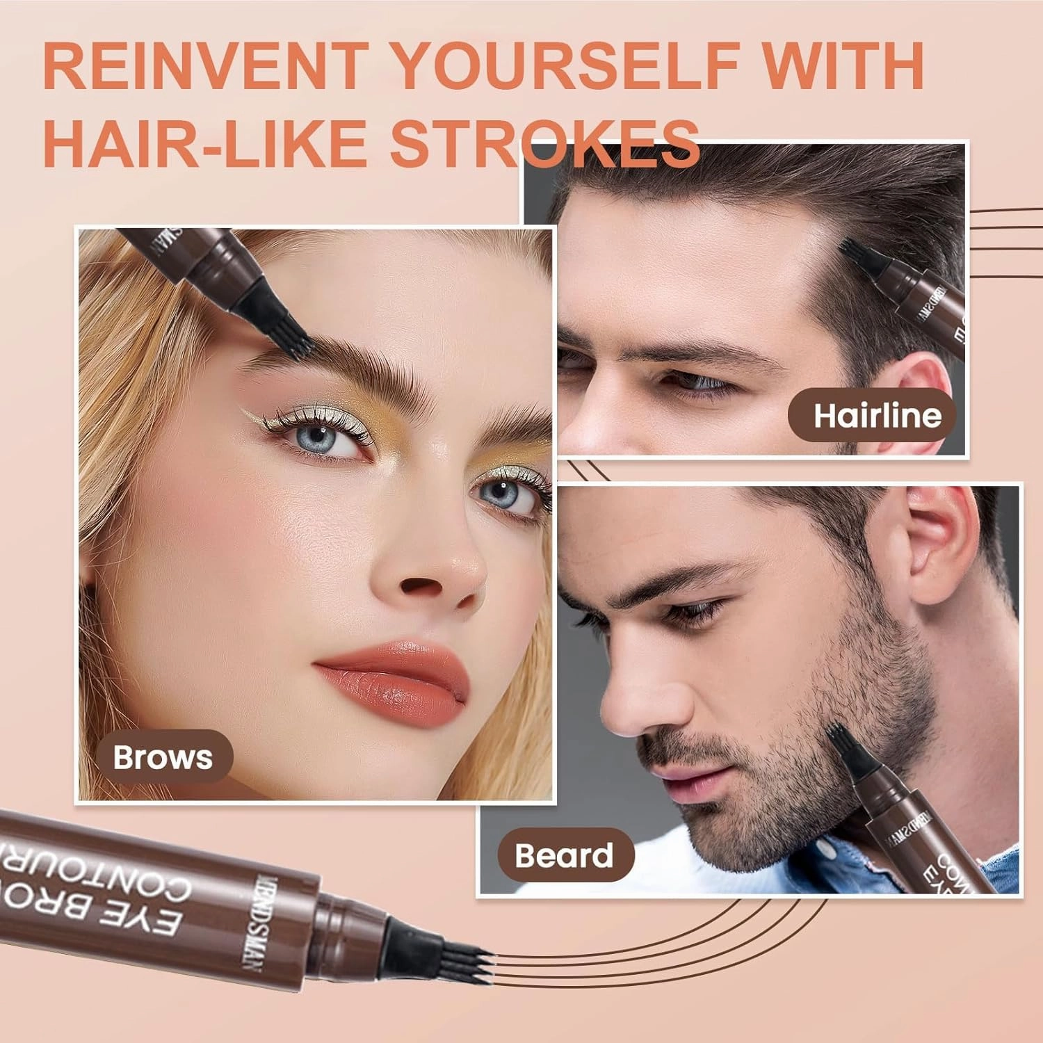 2PC Microblading Eyebrow Pen,Waterproof Microblading Eyebrow Pencil,2025 New Natural Fine Stroke Eyebrow Pen,4-Tip Magic Waterproof Brow Pencil with Micro-Fork Tip(Dark Brown Black)