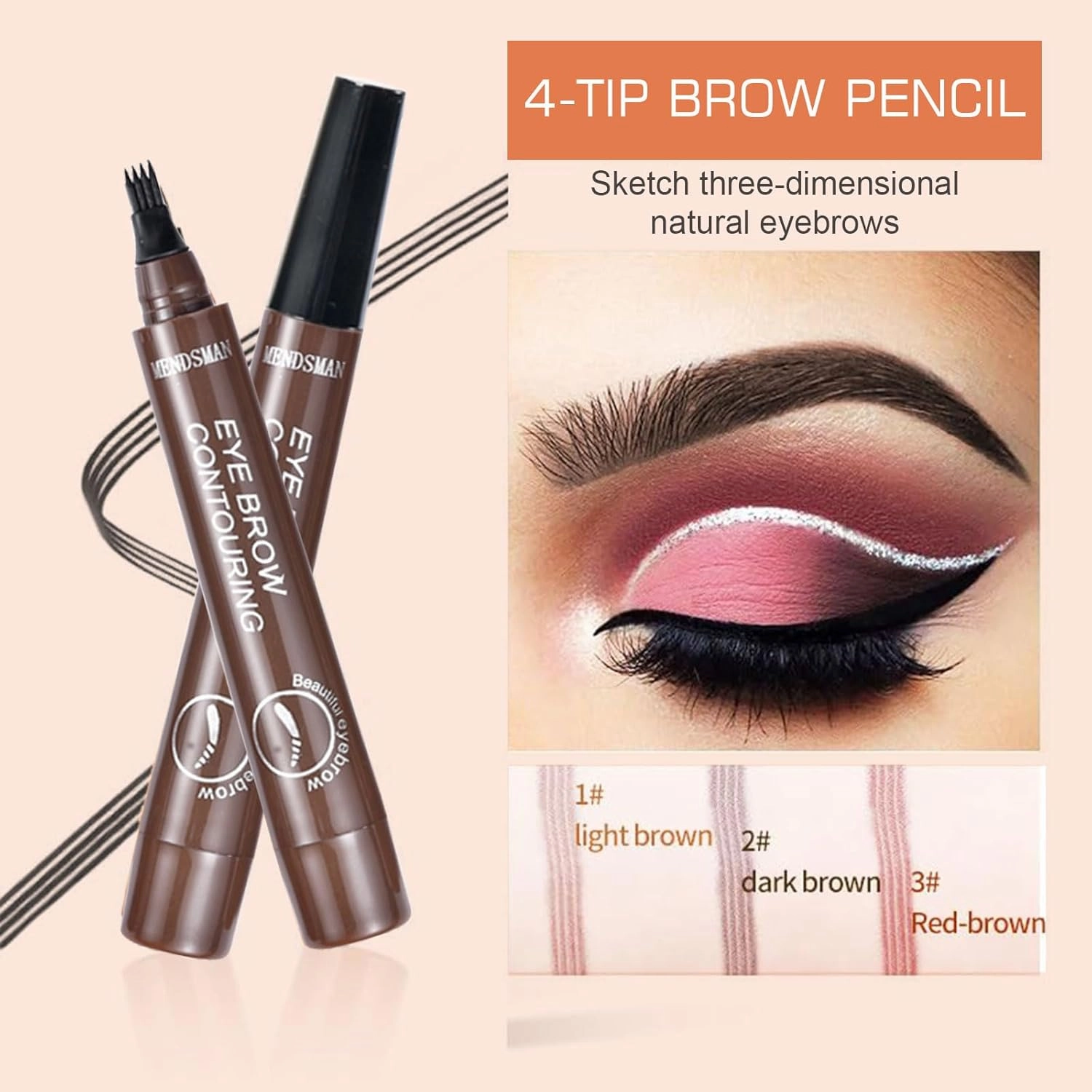 2PC Microblading Eyebrow Pen,Waterproof Microblading Eyebrow Pencil,2025 New Natural Fine Stroke Eyebrow Pen,4-Tip Magic Waterproof Brow Pencil with Micro-Fork Tip(Dark Brown Black)