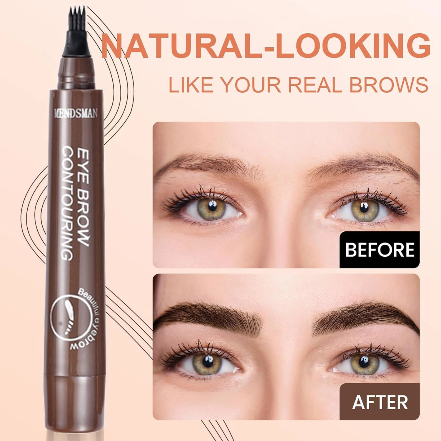 2PC Microblading Eyebrow Pen,Waterproof Microblading Eyebrow Pencil,2025 New Natural Fine Stroke Eyebrow Pen,4-Tip Magic Waterproof Brow Pencil with Micro-Fork Tip(Dark Brown Black)