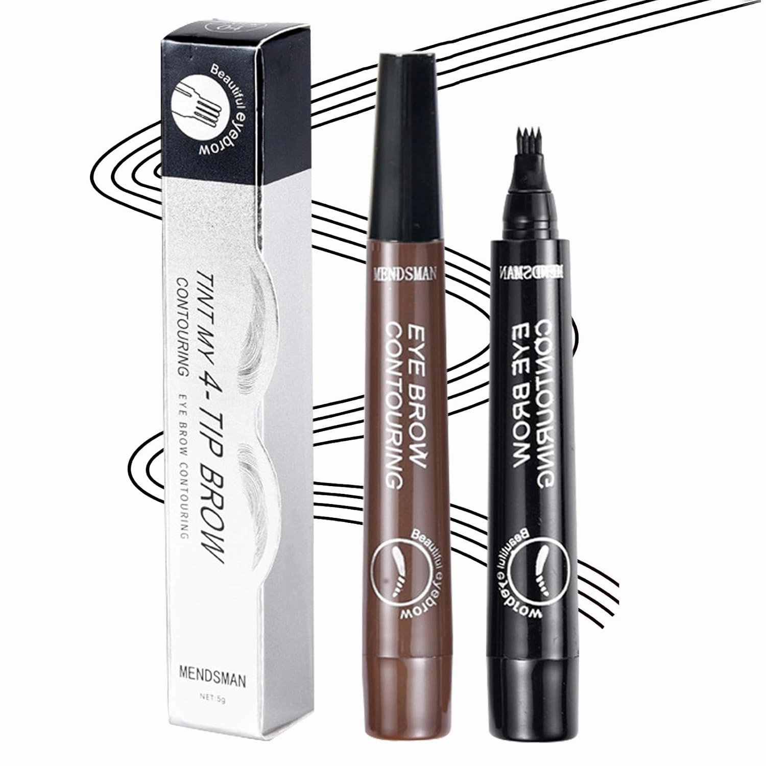 2PC Microblading Eyebrow Pen,Waterproof Microblading Eyebrow Pencil,2025 New Natural Fine Stroke Eyebrow Pen,4-Tip Magic Waterproof Brow Pencil with Micro-Fork Tip(Dark Brown Black)