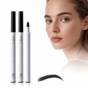 2PC Microblading Eyebrow Pencil，2025 New Magic Eyebrow Pen 3D Waterproof Brow Pencil,Tattoo Pencil with 4 Fork Tip Fine Stroke, Long Lasting Define & Shape Contouring Pen (Black/2pcs)
