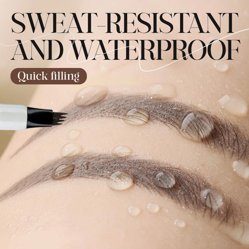 2PC Microblading Eyebrow Pencil，2025 New Magic Eyebrow Pen 3D Waterproof Brow Pencil,Tattoo Pencil with 4 Fork Tip Fine Stroke, Long Lasting Define & Shape Contouring Pen (Light Brown/2pcs)