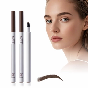 2PC Microblading Eyebrow Pencil，2025 New Magic Eyebrow Pen 3D Waterproof Brow Pencil,Tattoo Pencil with 4 Fork Tip Fine Stroke, Long Lasting Define & Shape Contouring Pen (Light Brown/2pcs)