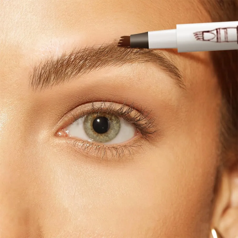 2PCS 2025 New Magic Eyebrow Pencil, 4-Tip Microblade Brow Pen Magic Eyebrow Pen, Waterproof Microblading Eyebrow Pencil Contouring Natural Gap Filling Eyebrow Makeup Brow Pencil (Light Brown)