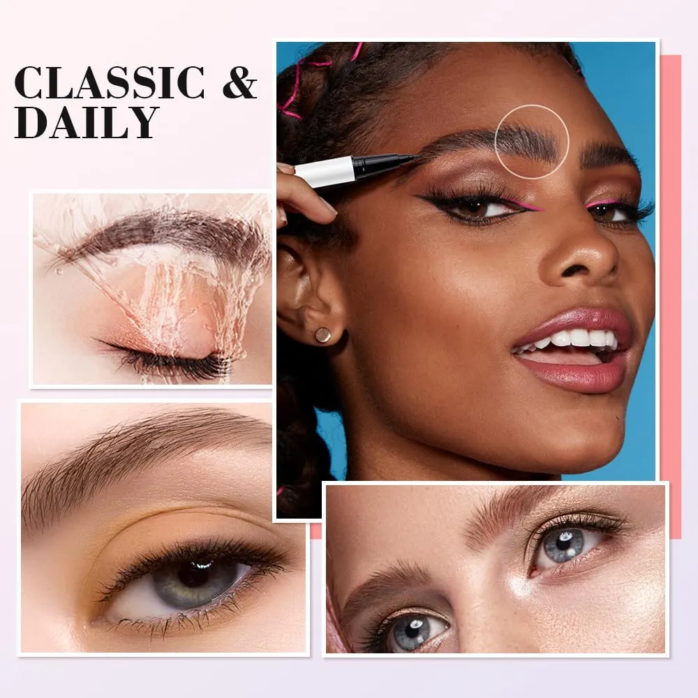 2PCS Magic Eyebrow Pencil, 2025 New 3D Magic Microblading Waterproof Brow Pen with Micro-Fork Tip, Long lasting Makeup Eyebrow Pencil Fine Stroke Natural Gap Filling Eyebrow (Brown)
