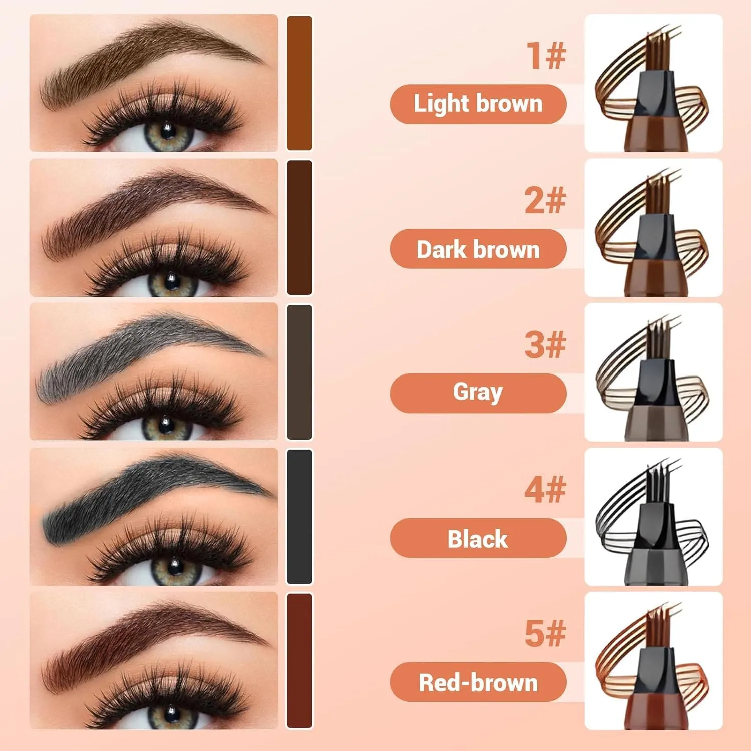 2PCS Magic Eyebrow Pencil, 2025 New 4 Head Split Waterproof Long lasting Wild Eyebrow Pencil,Upgrade Fine Stroke Eyebrow Pen Makeup Long-Lasting Eyebrow Pen Stay on All Day (Dark Brown)