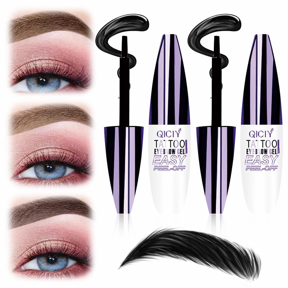 2pcs Easy Peel-Off Eyebrow Gel, 2025 Upgrade Tattoo Eyebrow Gel Easy Peel Off, Eyebrow Tattoo Peel Off, Transfer-proof Eyebrow Gels Waterproof for Women All Skin Types (2pcs #03)