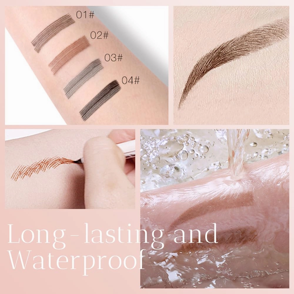 2Pcs New Waterproof Brow Pencil with Micro-Fork Tip, 3D Magic Eyebrow Pencil Eyebrow Microblading Pen 4 Tipped Precise Brow Pen Long-Lasting Fine Stroke Microblade Eyebrow Pencil (Dark Brown)