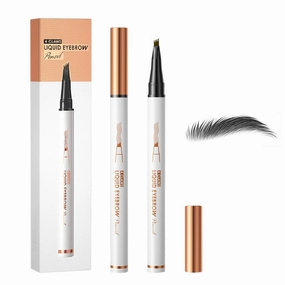 2PCS Waterproof Magic Eyebrow Pencil, 3D Microblading Eyebrow Pencil 4 Tipped Brown Pen, Eye Brown Makeup Long-Lasting Eyebrow Pen Stay on All Day (Gray)