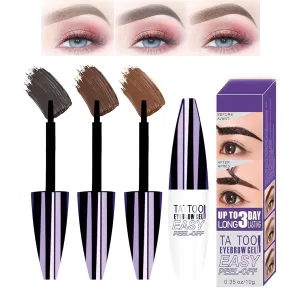 3-Color Easy Peel-Off Eyebrow Gel, Tattoo Eyebrow Gel Easy Peel Off, Up to 3 Days Waterproof & Long Lasting Brow Color，for All Skin Types