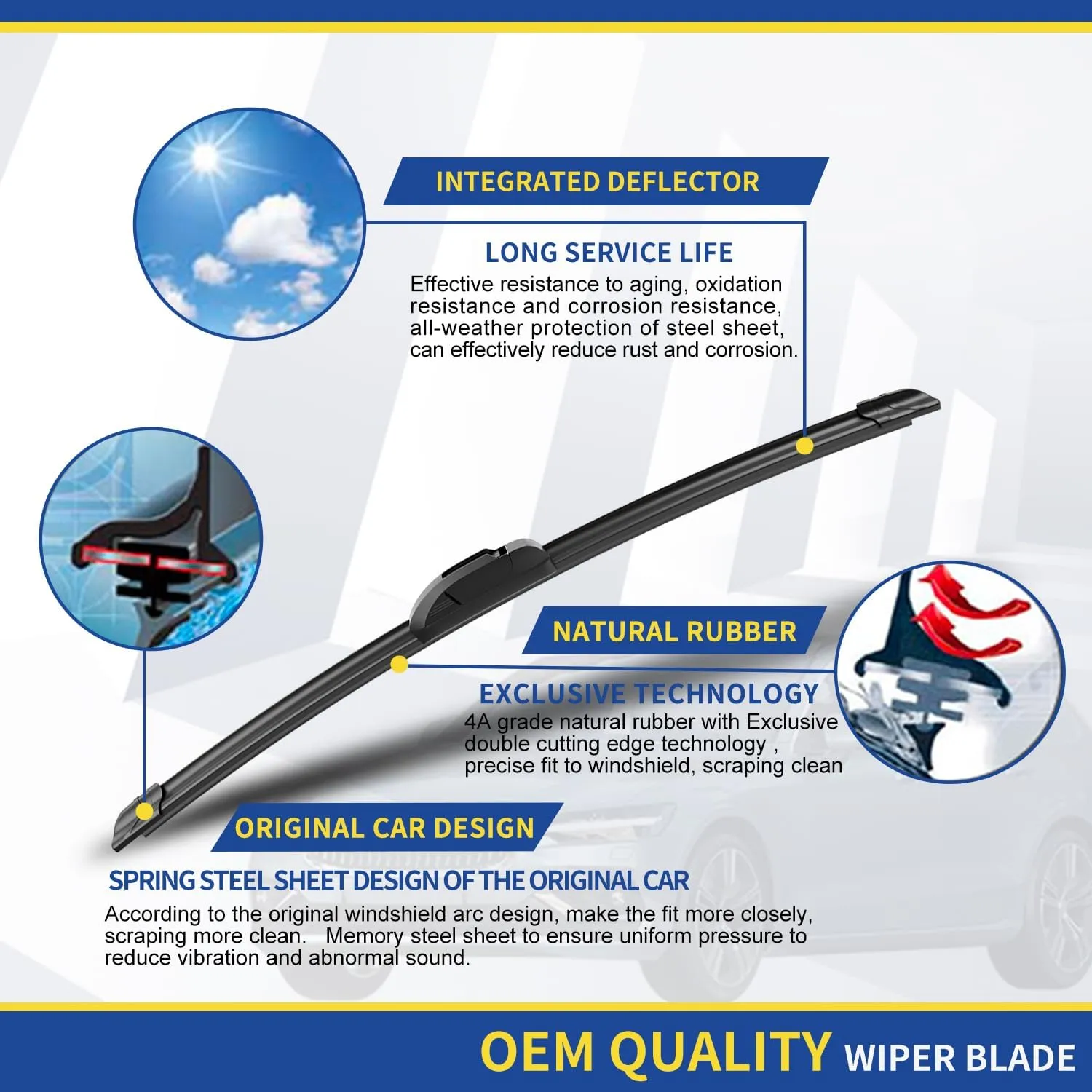 3 Wipers Factory Replacement For 2011-2021 2022 2023 Dodge Durango 2011-2013 Jeep Grand Cherokee Original Equipment Windshield Wiper Blades Set 22" 21" 12" (Set of 3)