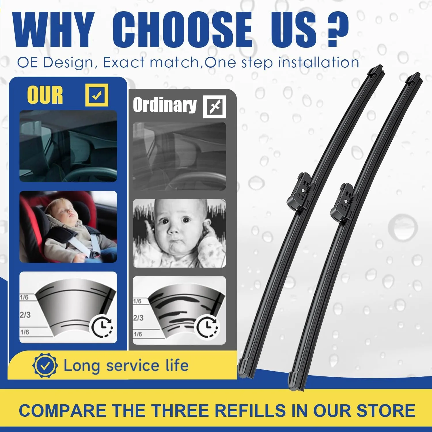 3 wipers Replacememt For 2018 2019 2020 20221 2022 2023 VW Volkswagen Atlas Original Equipment Replacement Wiper Blades Set - 26" 22" 12" (Set of 3) Top Lock