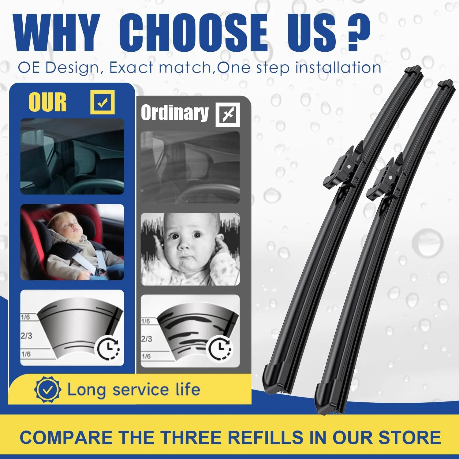 3 wipers Replacement For Chevrolet Aveo Sonic Holden Barina 2012-2017 Original Equipment Windshield Wiper Blades Set - 26" 15"  11" (Set of 3)