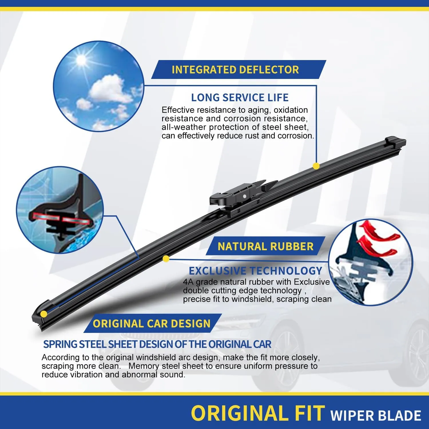 3 wipers Replacement For Chevrolet Aveo Sonic Holden Barina 2012-2017 Original Equipment Windshield Wiper Blades Set - 26" 15"  11" (Set of 3)