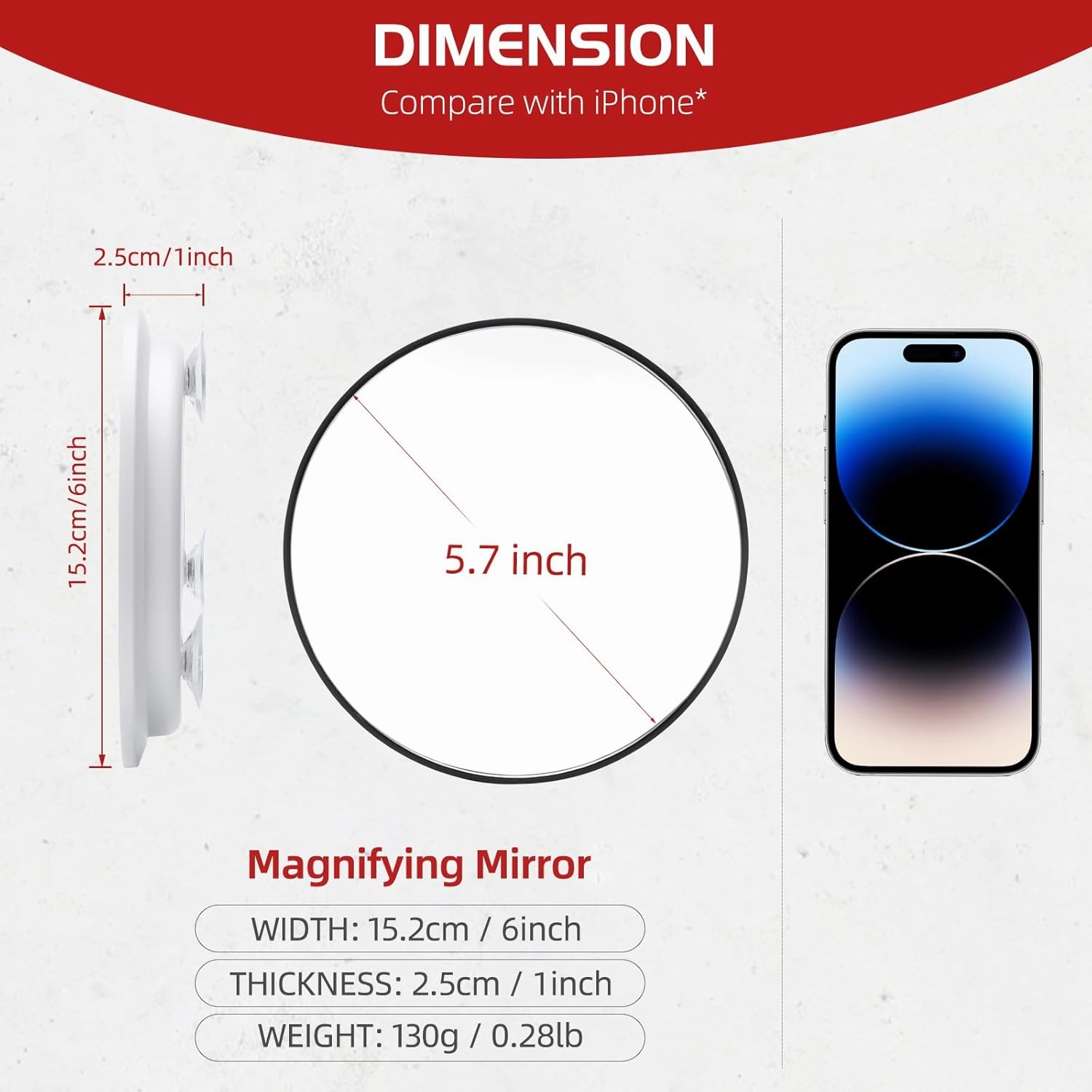 30X Makeup Magnifying Mirror, Round 6inch Travel Magnified Mirror with 3 Suction Cups Mounting, 30X Handheld Travel Magnification and Tweezers Kit - for Detailed Makeup, Blackhead/Blemish Removal