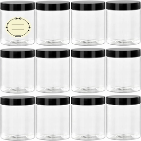 36 Pack 8 Oz Plastic Container Jars with Lids and Labels BPA Free, TUZAZO Empty Round Clear Cosmetic Containers Plastic Slime Jars for Lotion, Cream, Ointments, Body Butter, Travel Storage (36)