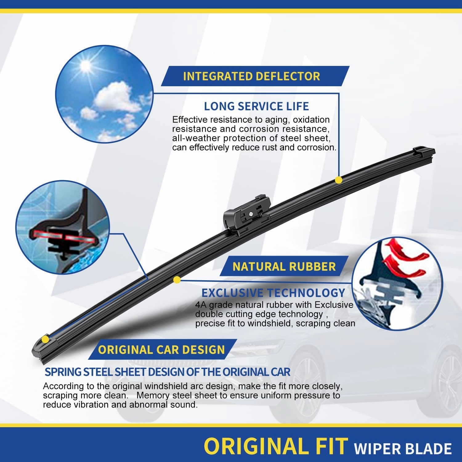 3 Wipers Factory Replacement For Audi Q5 2009-2017,SQ5 2014-2017, RS Q3 2021-2022,Porsche Panamera 2017-2023 Original Equipment Windshield Wiper Blades Set 24" 20"  13" (Set of 3) Top Lock