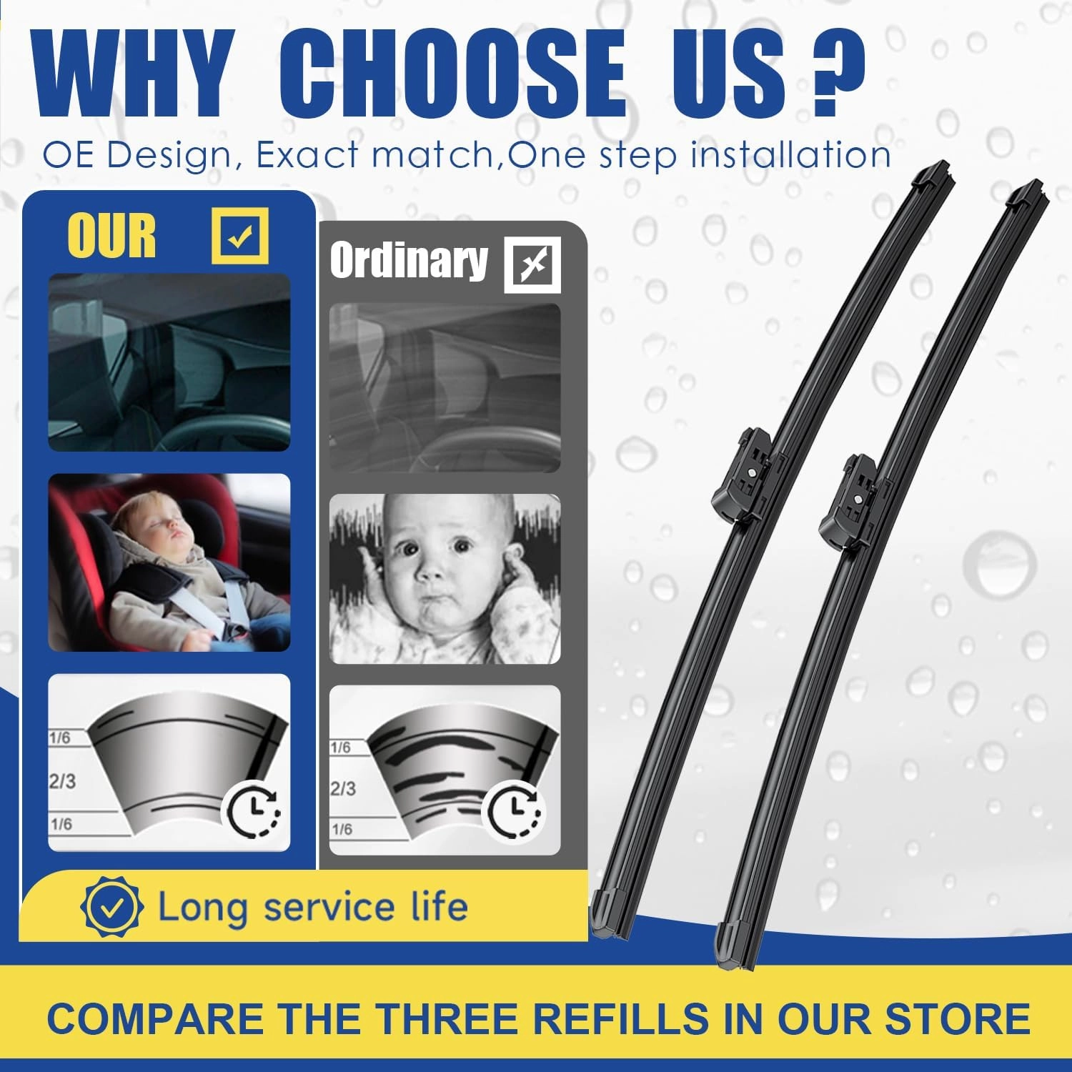 3 Wipers Factory Replacement For Audi Q5 2009-2017,SQ5 2014-2017, RS Q3 2021-2022,Porsche Panamera 2017-2023 Original Equipment Windshield Wiper Blades Set 24" 20"  13" (Set of 3) Top Lock