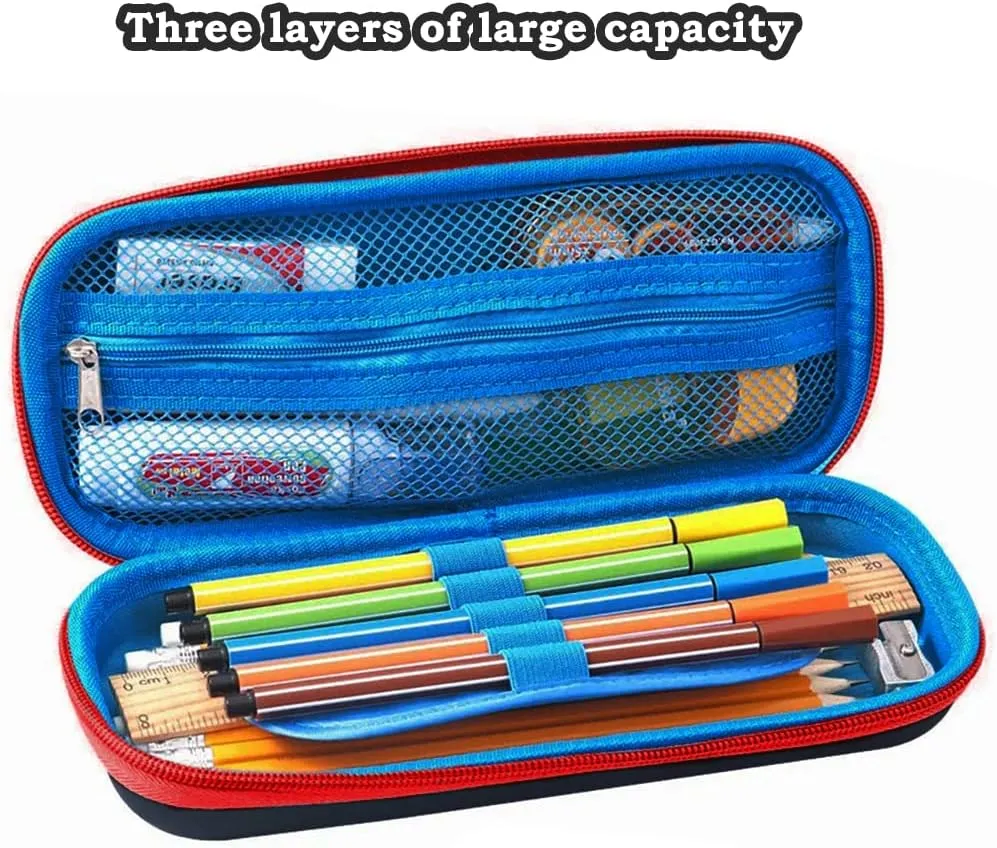 3D Car Pencil Case for Kids Boys, Waterproof Pencil Box with Compartments Pen Pouch (Black)