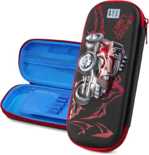 3D Car Pencil Case for Kids Boys, Waterproof Pencil Box with Compartments Pen Pouch (Black)